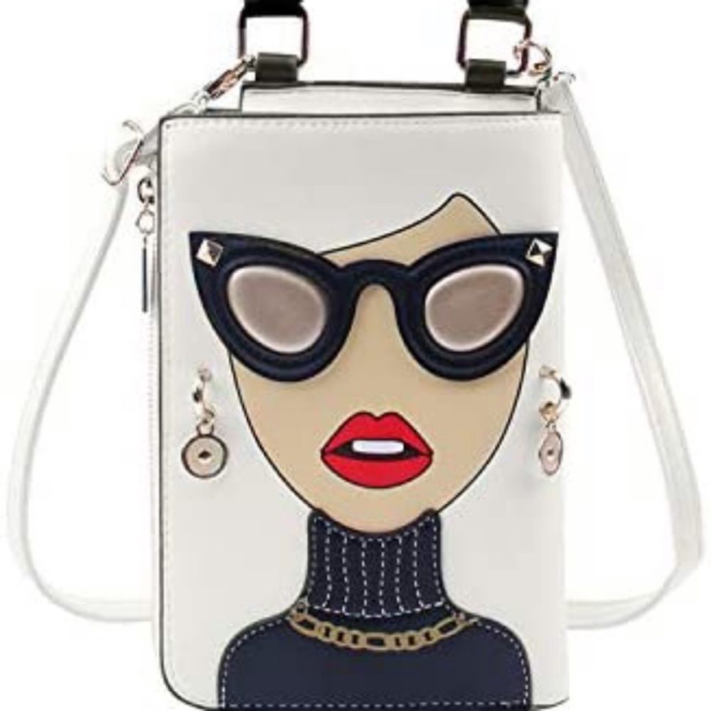 LADY FACE Lips Retro Novelty Crossbody Satchel NWT